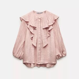 NWT Zara pink ruffled blouse
